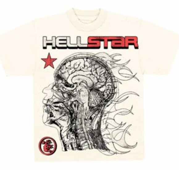 Hellstar “Human Development” Graphic Tee – Bone/Black/Red - Picture 1 of 2